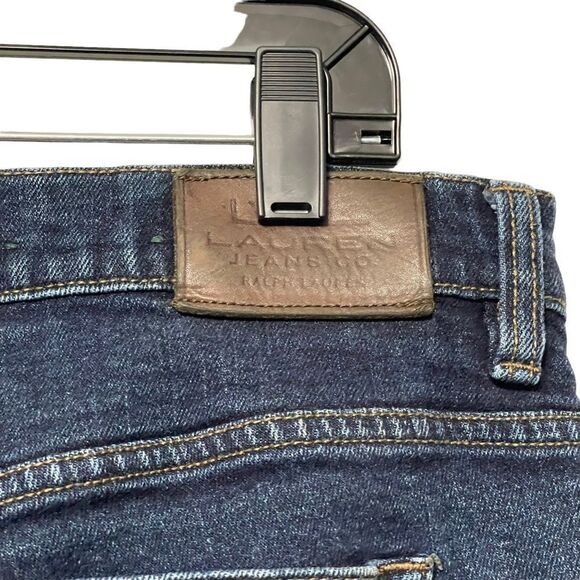 LAUREN RALPH LAUREN High Rise Dark Wash Slim Straight Ankle Jeans 14 - Picture 5 of 6